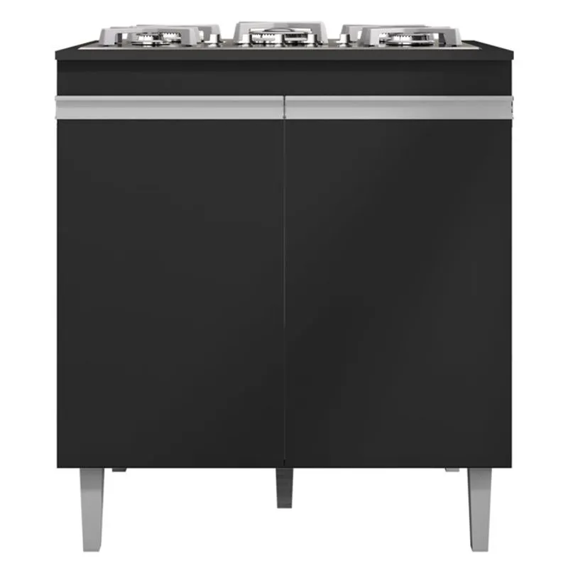 Balcao Com Tampo Cooktop 79 Cm 2 Portas Andreia Preto Reajl