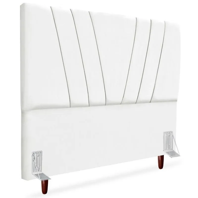 Cabeceira Casal 140cm Bell Suede Branco Rm Branco