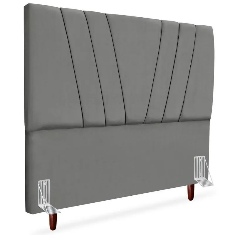Cabeceira Casal 140cm Bell Suede Cinza Rm Cinza