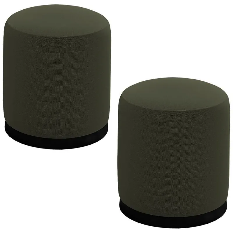 Kit 2 Puff Puf Para Sala Base Metal Saien Linho Sl 74 Peer Sl 74