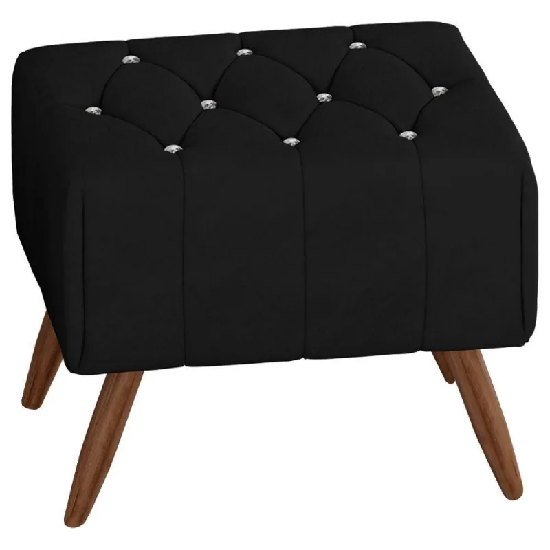 Puff Puf Para Sala Pes Madeira Trit Veludo Sl 944 Peer Sl 944