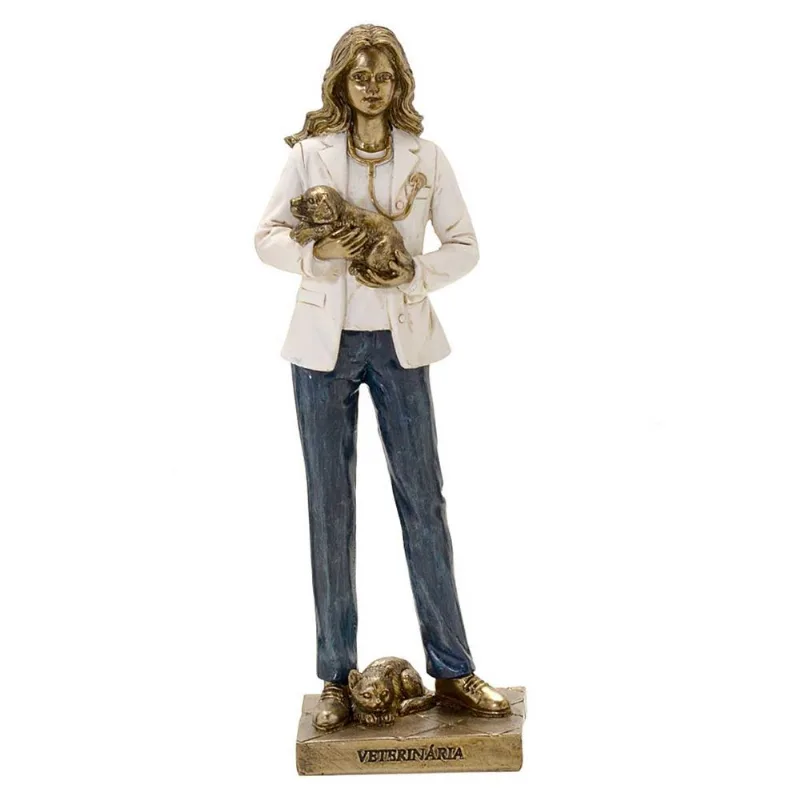 Mulher Veterinária Decorativa 24cm em Resina Mabruk
