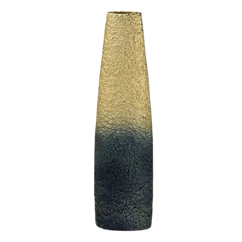 Vaso decorativo em metal nas cores dourado E fume 34cm
