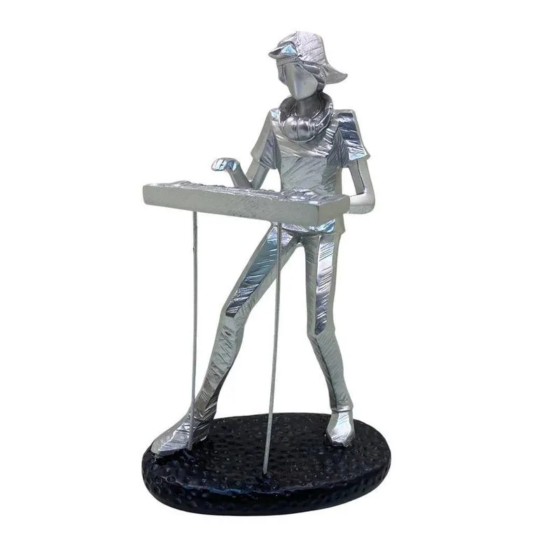 Figura Decorativa Músico Tecladista 11 X 15 X 24 Cm