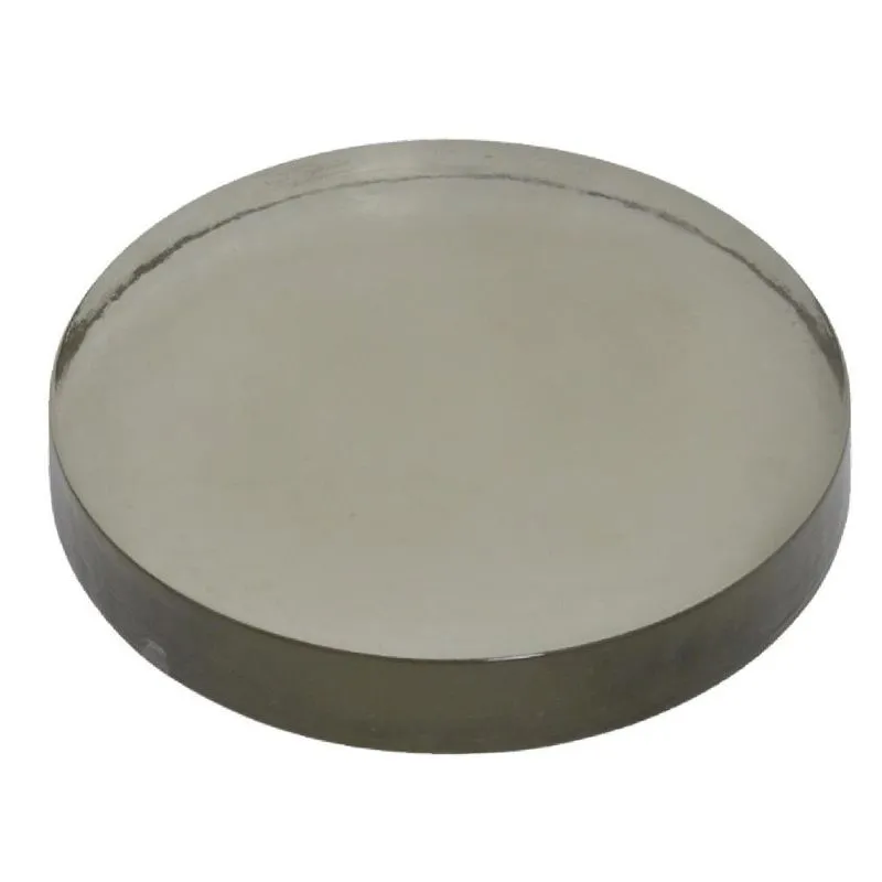 Bandeja redonda decorativa em vidro espelahdo fume 20CM