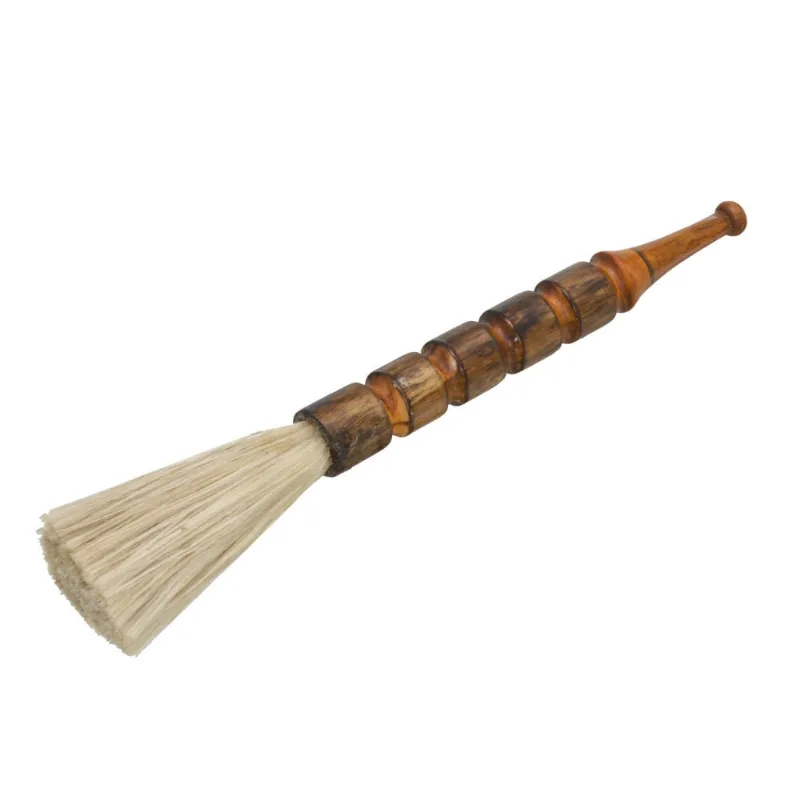 Pincel em juta E madeira decorativo marrom E bege - 35cm