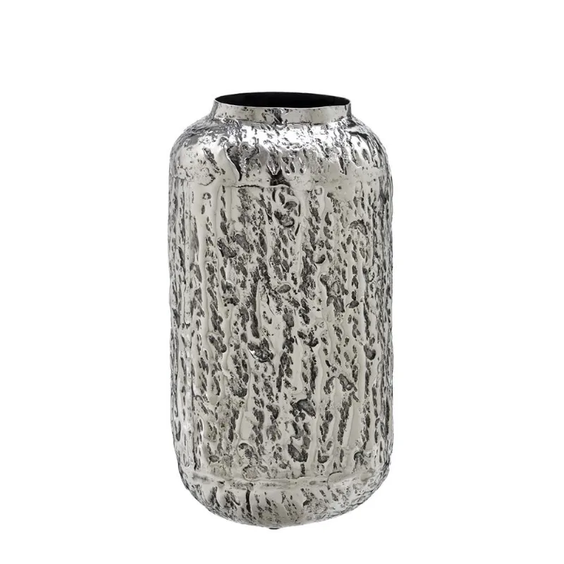 Vaso decorativo em aluminio na cor prata 29cm