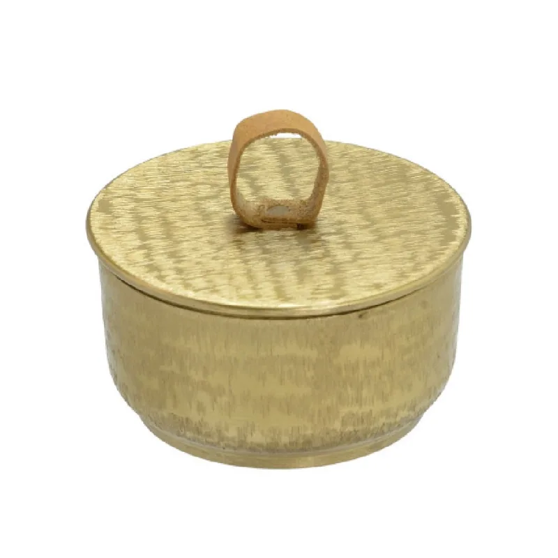 Caixa porta joia decor em metal dourado c/tampa - 8,5x15cm