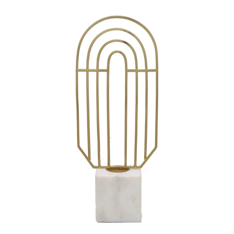 Escultura arcos decor em aco inoxidavel E marmore br/dour
