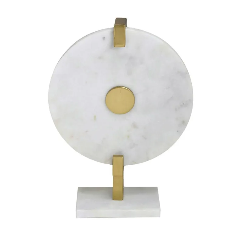 Escultura decorativa geometrica em marmore E metal 36CM