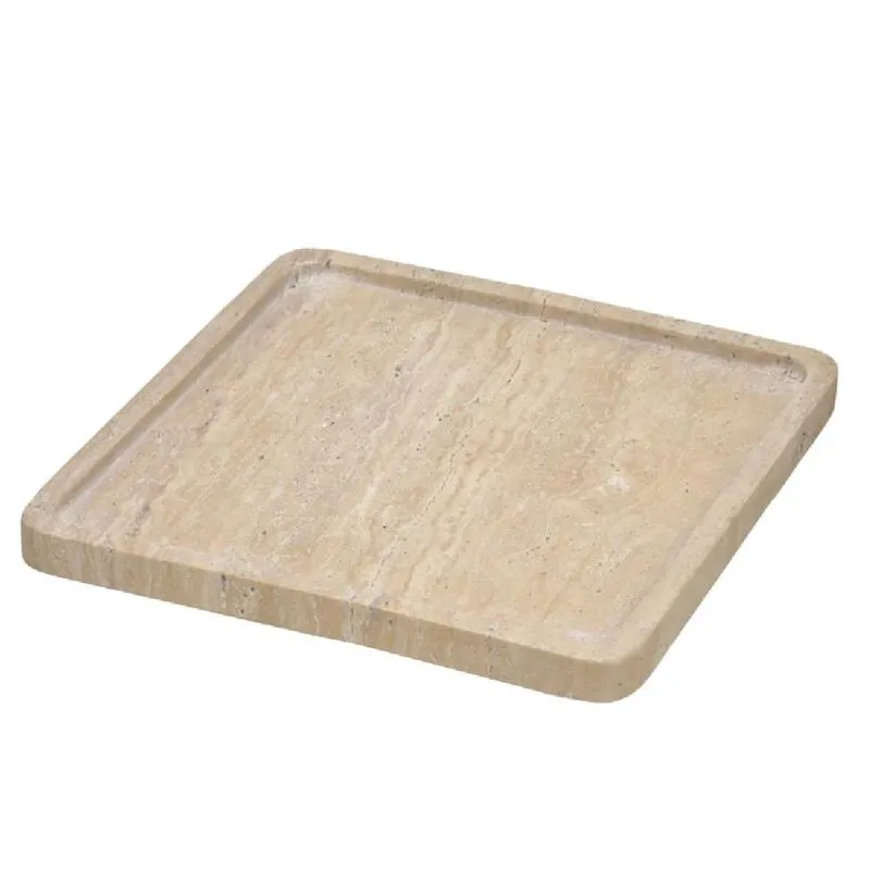 Bandeja decorativa em marmore na cor marrom 33CM