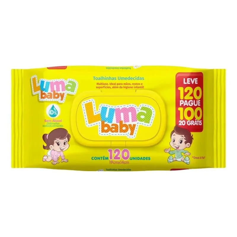 Lenço Toalha Umedecida Luma Baby Economico 120u