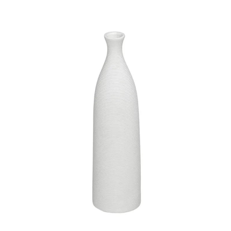 Vaso garrafa decorativo riscato em ceramica branco - 26CM