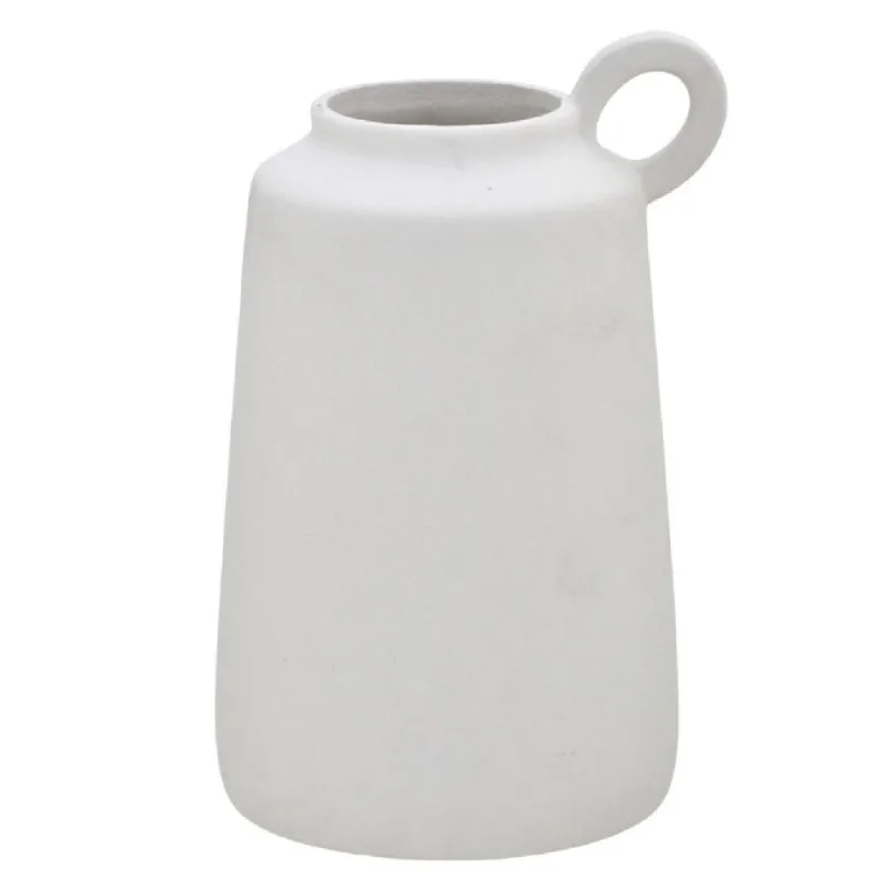 Vaso jarro decorativo em ceramica na cor off white 16,5CM