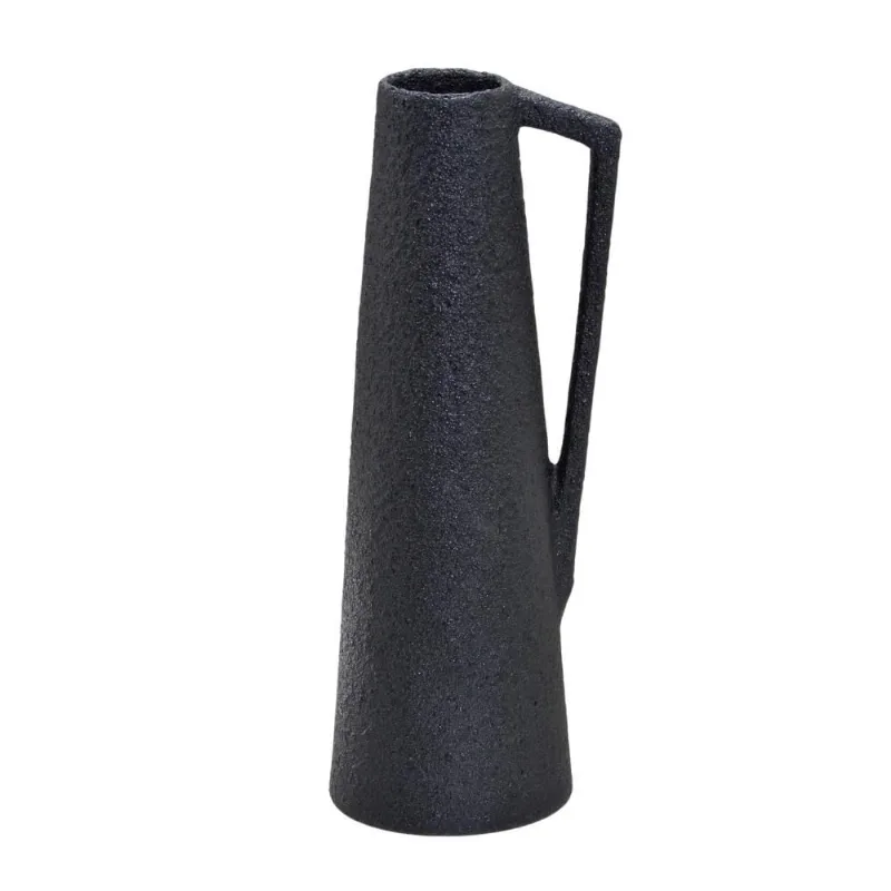 Vaso decorativo ceramica rustico preto 34CM com alça