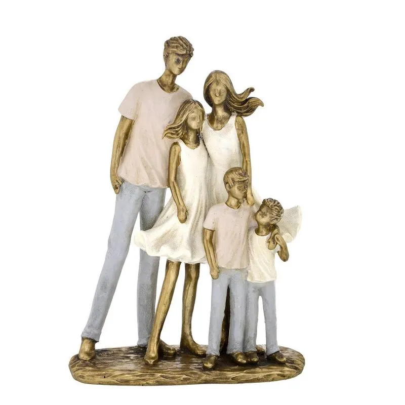 Escultura familia decorativa com menina E 2 filhos
