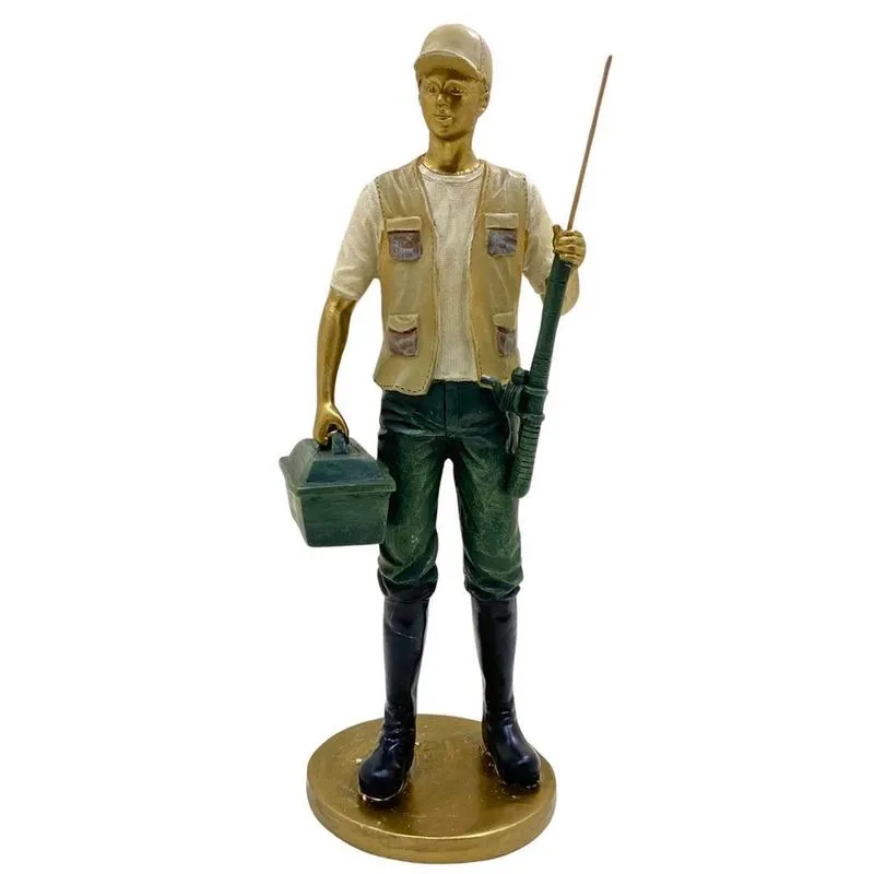 Figura Decorativa Estatueta Homem Pescador 26 X 10 X 7 Cm