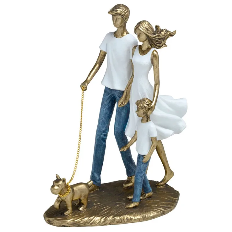 Família Decorativa C/ Pet 25x19x12cm em Resina Mabruk