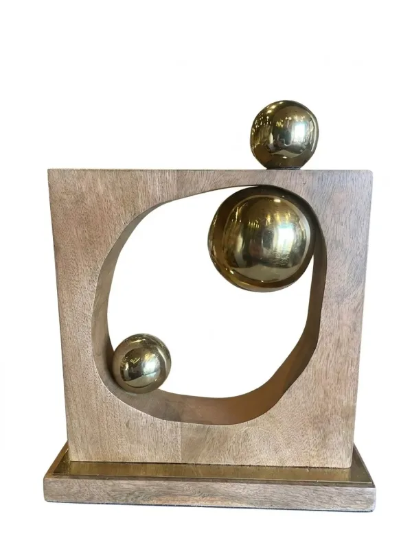 Escultura Decorativa Bola Dourada