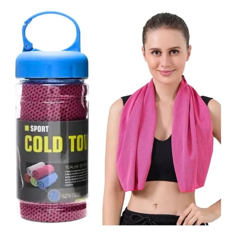Toalha Rosto Microfibra Refrescante Seca Rapido Fit Academia