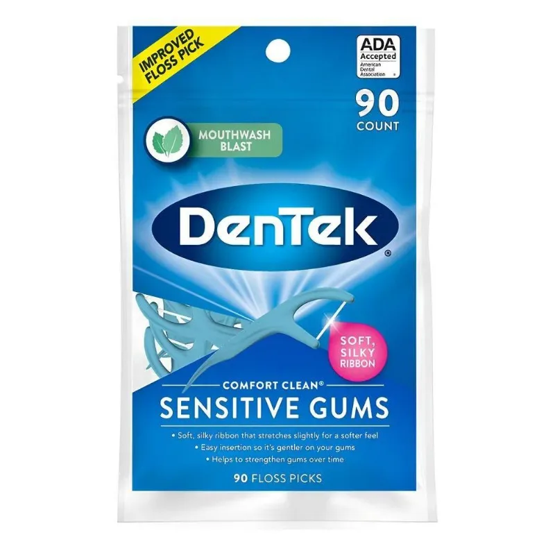 Fio Dental Com Haste Dentek Floss Picks Sensitive Gums 90un