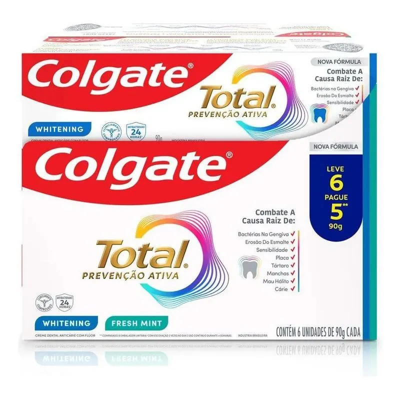 Creme Dental Total Prevenção Ativa Whitening E Advanced Fres