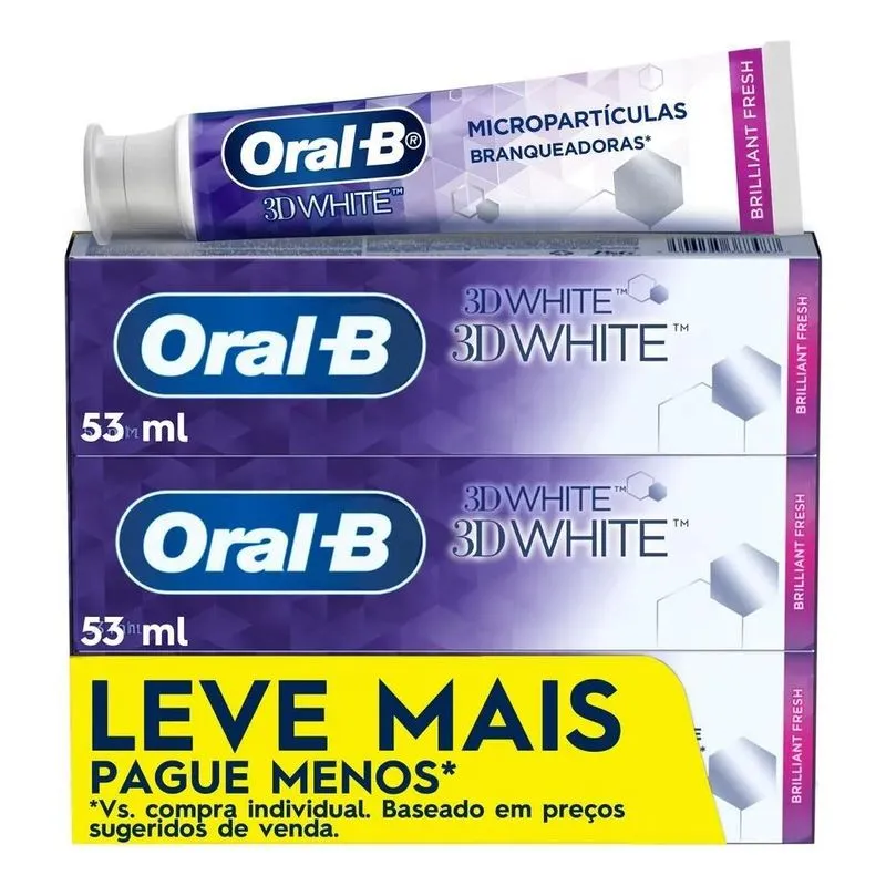 Pasta De Dente Oral-b 3d White Brilliant Fresh, 3 Unidades D