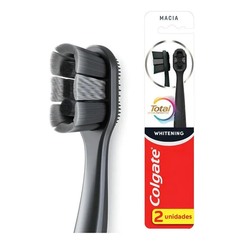 Escova De Dente Colgate Total Whitening 2 Unidades Preto