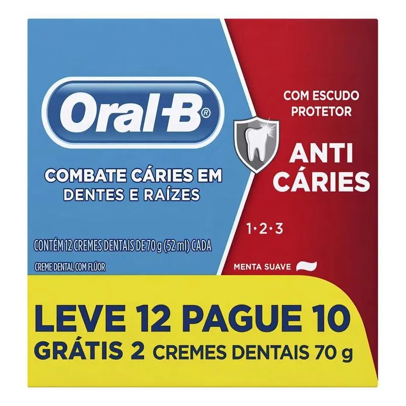 Pasta De Dentes Oral-b 1.2.3 Anticáries Creme Pacote 12 70g