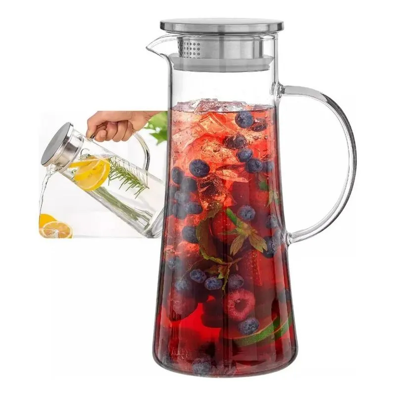 10x Jarra Em Vidro Borossilicato 1,5l Resistente Com Tampa