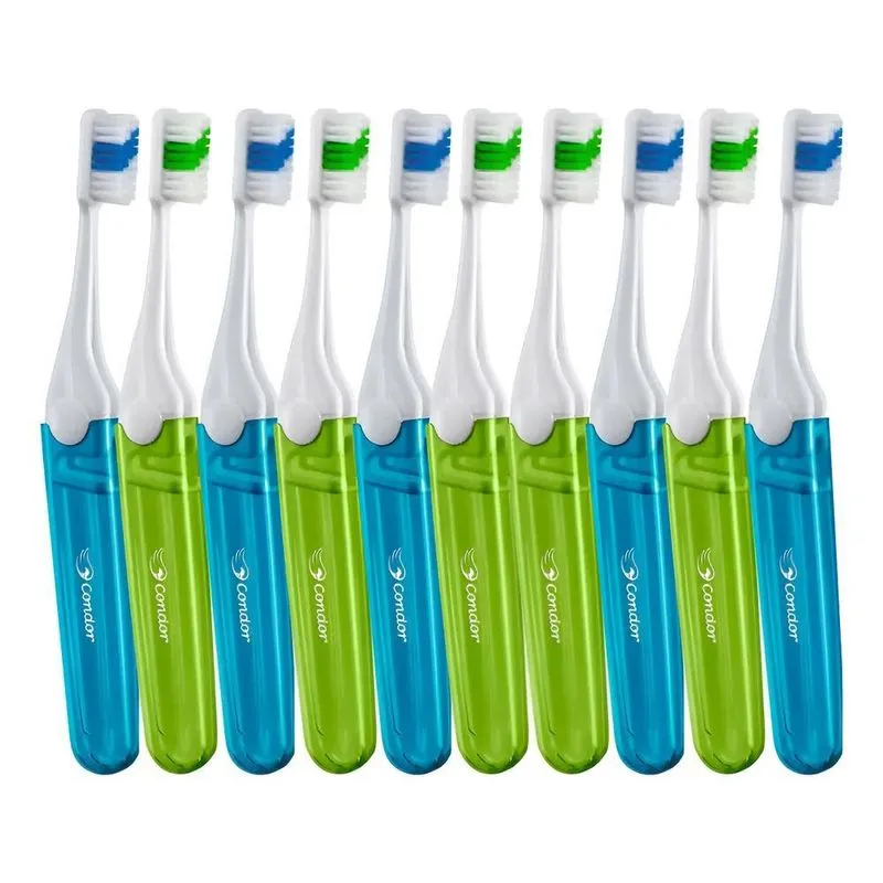Kit 10 Escovas De Dentes Condor Viagem Com Tampa Dental Sort
