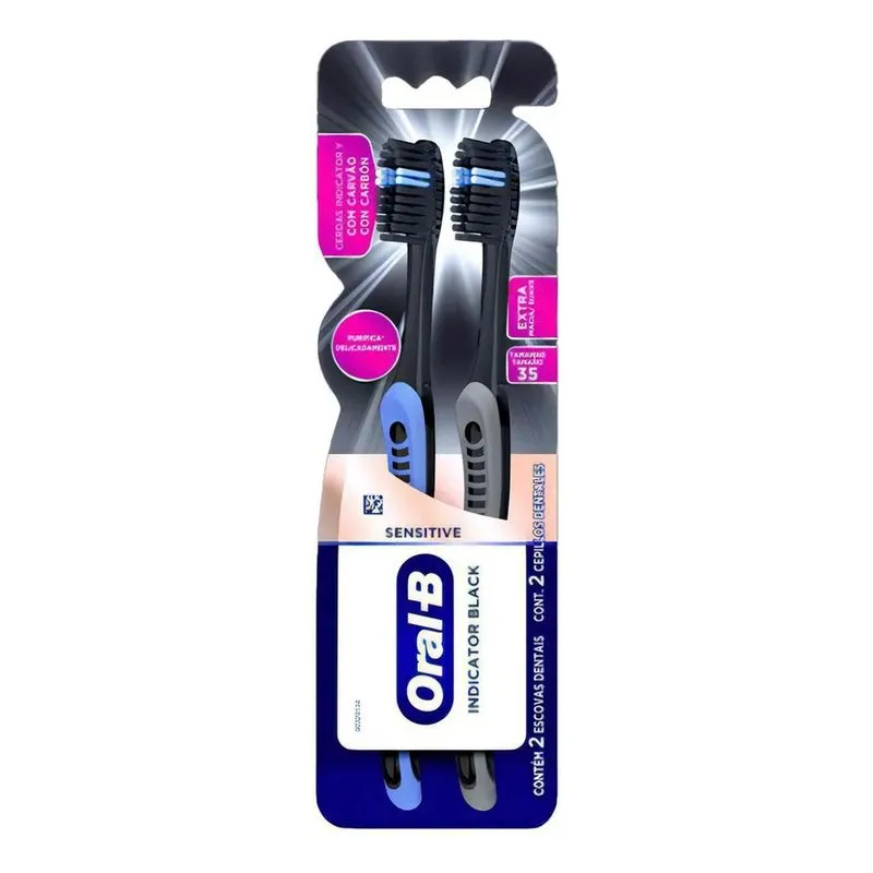 Escova Dental Oral-b Indicador Black Com Carvão 2 Unidades