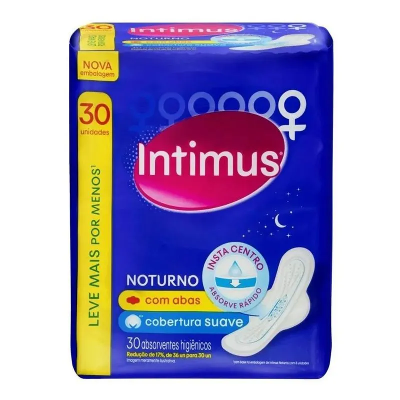 Absorvente Intimus Noturno Suave Com Abas E 30 Unidades