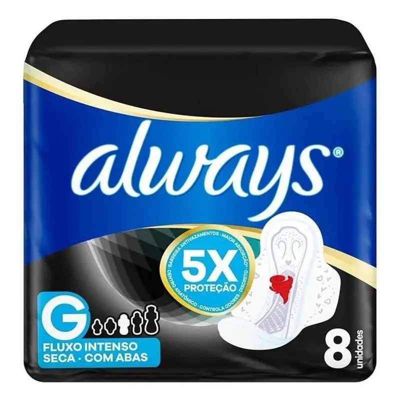 Absorvente Always Noites Tranquilas Seca Com Abas - 8 Unids