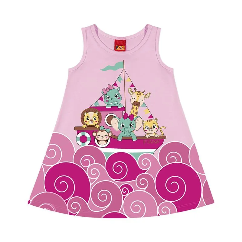 Vestido Kyly Infantil Verão Menina Estampa de Animais 1/3 -1000503-ROSA CLARO-3