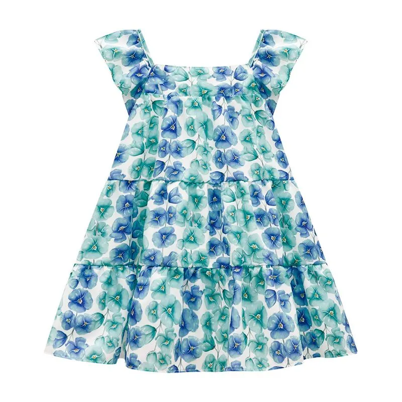 Vestido Milon Bebê Menina verão Estampa Floral PB/GB - 14965-VERDE CHANEL-GB