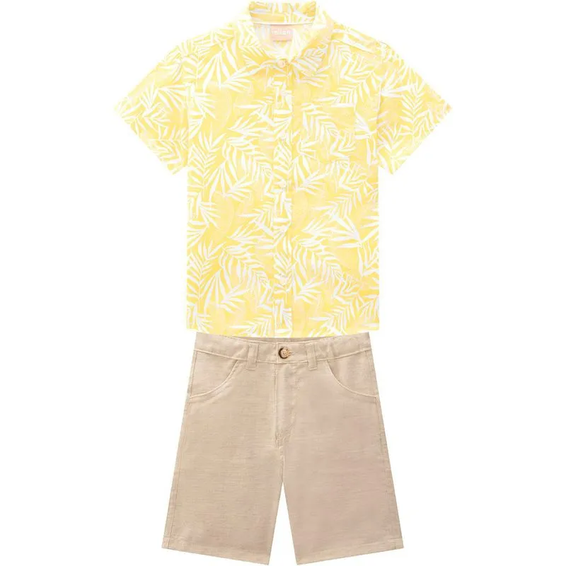 Conjunto Milon Infantil Menino Verão Estampa Folhas 1/3 - 15120-CANJICA-3
