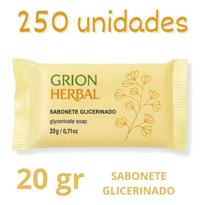 250 Mini Sabonete Grion Herbal 20g Glicerinado Hotel Pousada