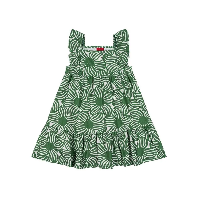 Vestido Estampa Florida Kyly Menina Infantil Verão 1/3 - 1000667-VERDE ITALIA-3