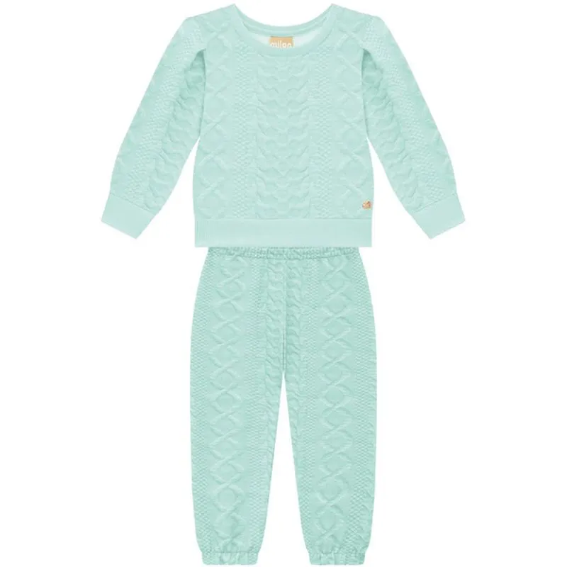 Conjunto Milon Infantil Menina Inverno em Malha Trabalhada 1/3 - 2000084-VERDE MENTA-3