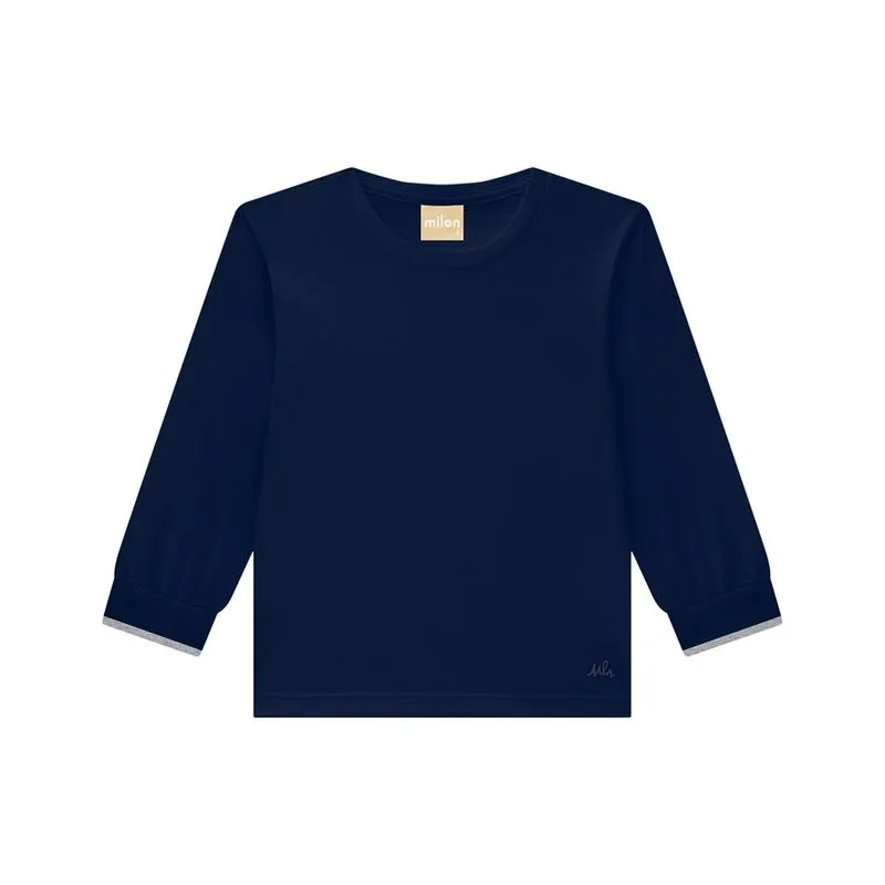 Camiseta Milon Juvenil Menino Meia Estação Básica em Cores 10/14 - 2000227-AZUL MARI-14