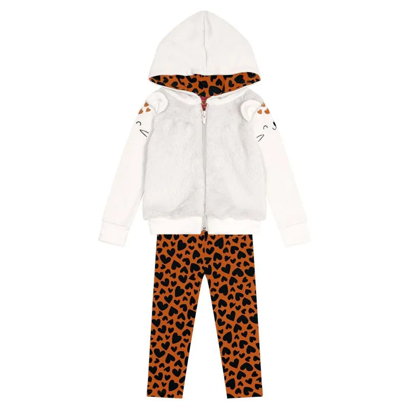 Conjunto kyly Infantil Menina Inverno Estampa Coração 1/3 - 1000051-OFF WHITE-1