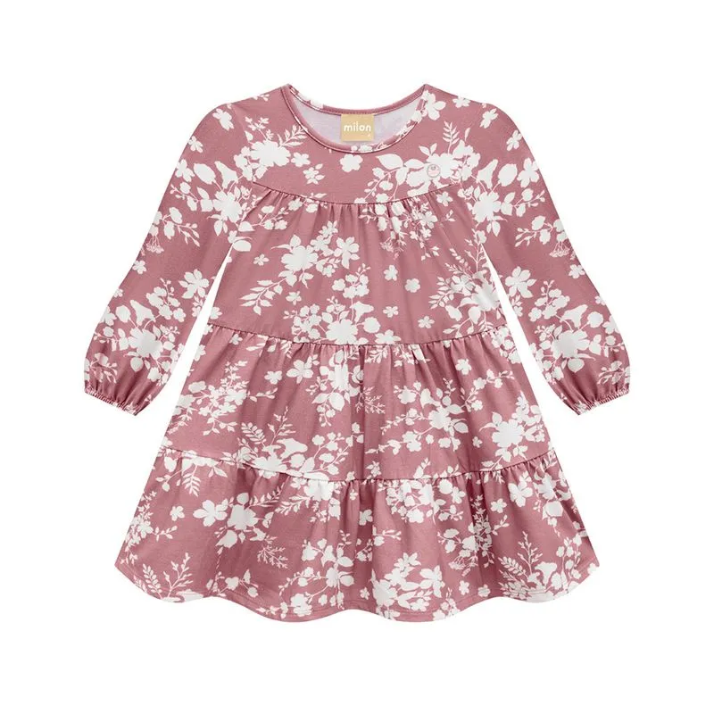 Vestido Milon Infantil Menina Meia Estação com Estampa Floral 4/8 - 2000118-ROSA.SERENITY-4