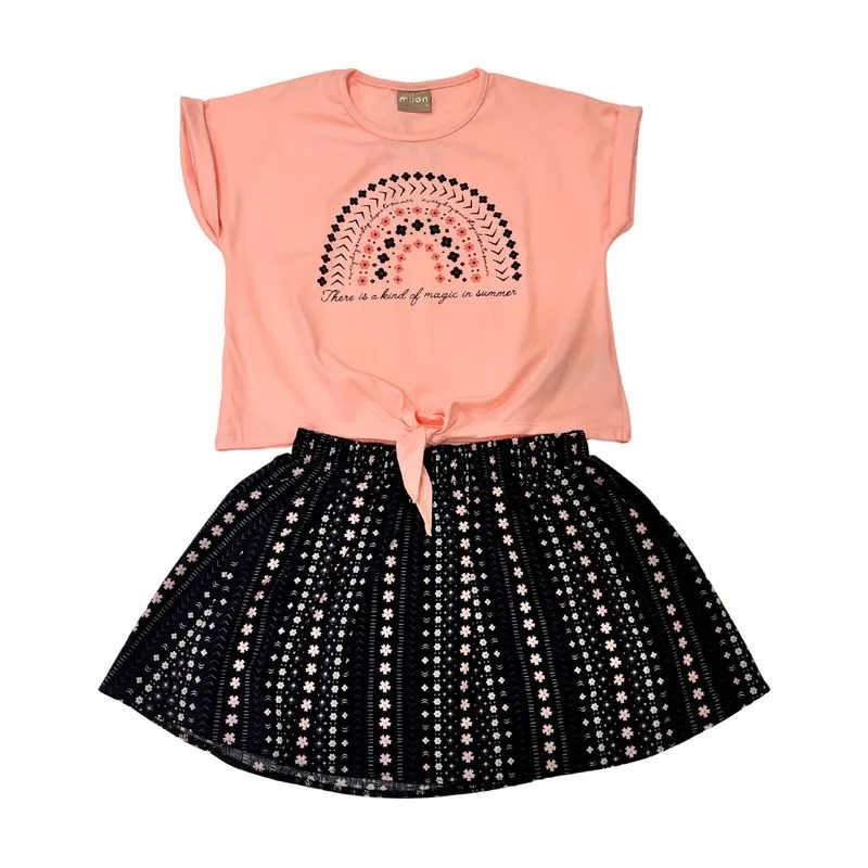 Conjunto Milon Infantil Menina Verão Estampa Frontal 1/3 - 9000823-LARANJA ENERGIA-1
