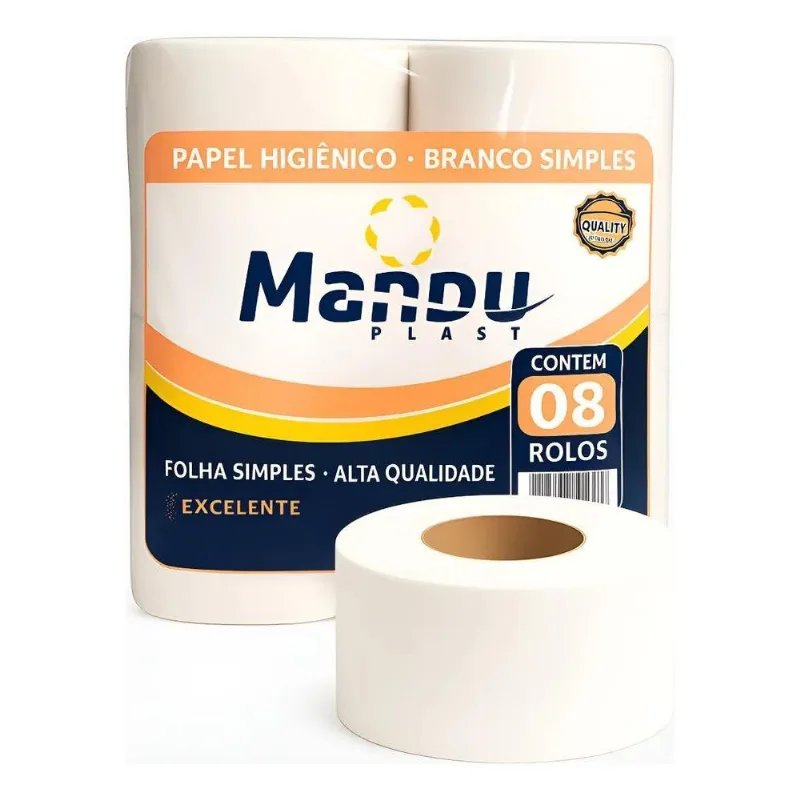 Papel Higiênico Institucional Branco 8 Rolos Manduplast