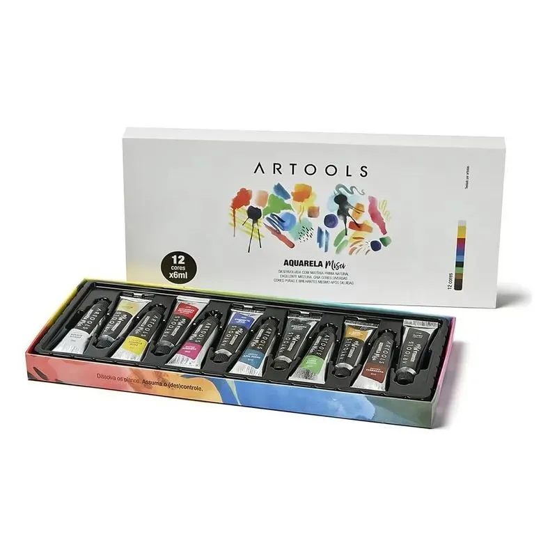 5x Tinta Aquarela Misci Artools Com 12 Cores 6ml