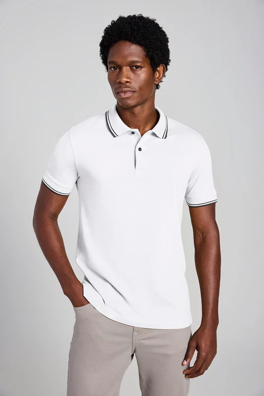 Camisa Polo Básica Piquet Premium Slim Fit - Branco M