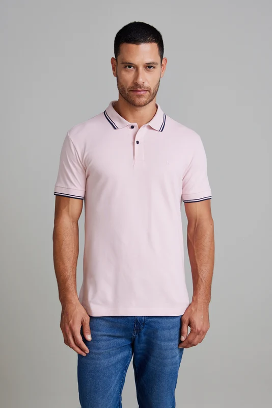 Camisa Polo Básica Piquet Premium Slim Fit - Rosa SGG