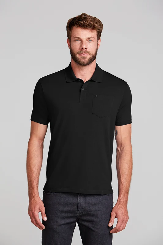 Camisa Polo Básica com Bolso Malha Premium Comfort - Preto P