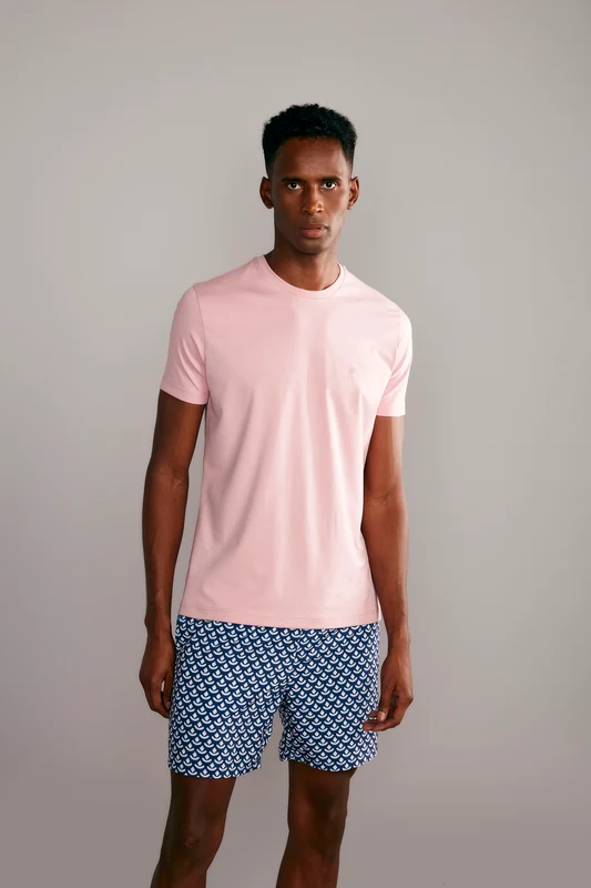 Camiseta Manga Curta Malha Básica Slim Fit - Rosa G